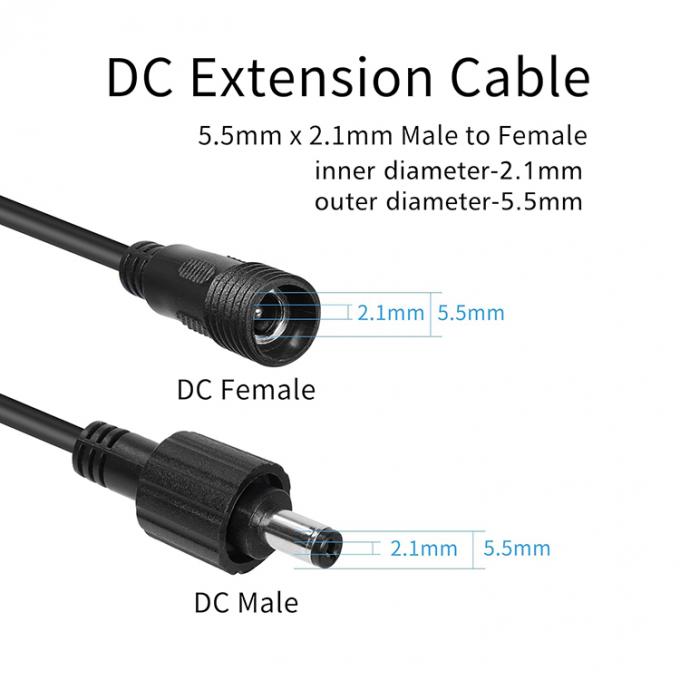 Waterproof Male to Female DC Jack 5.5x2.1mm 5.5x2.5mm 3.5x1.35mm Power Extension Cable for LED Light 3