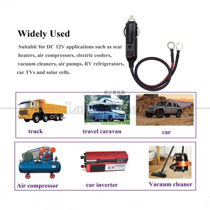 15A High Current DC Power Cigarette Plug to O Round Shape Terminal Cable for Car 6