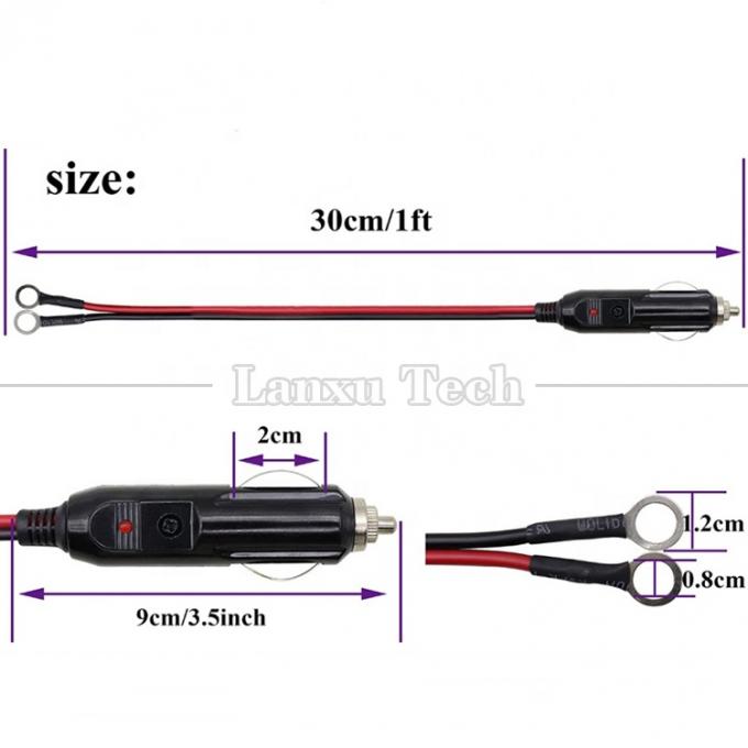 15A High Current DC Power Cigarette Plug to O Round Shape Terminal Cable for Car 4