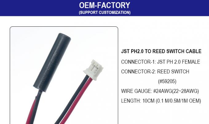 Custom OEM JST PH 2.0 SH ZH XH MX to Magnetic Reed Switch Sensor Harness Cable 0