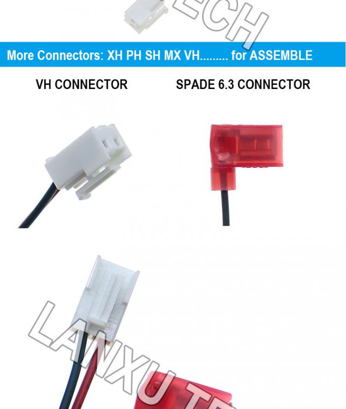 VH 2P 3.96mm Pitch to 90 Degree Angle 6.3 Spade Connector Assembly Cable Wire Harness 1