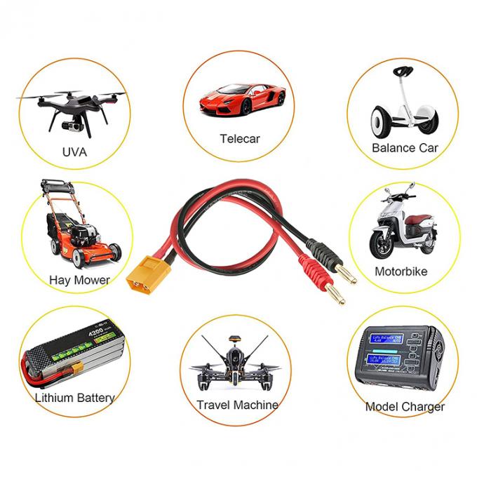 14AWG XT60 Male Plug to 4mm Banana Connector Cable for RC Lipo Battery Charge FPV Drone 5