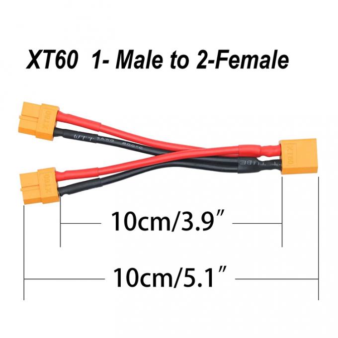 14AWG XT60 1 Male to 2 Female Y Splitter Extension Cable for RC Lipo Battery 1
