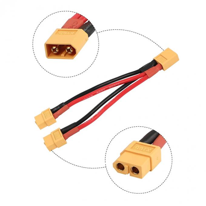 14AWG XT60 1 Male to 2 Female Y Splitter Extension Cable for RC Lipo Battery 4
