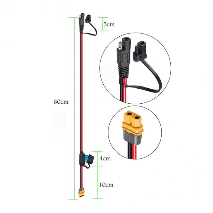 XT60 Female Connector to SAE Extension Cable with Fuse Holder for Solar Panel Power Station 3