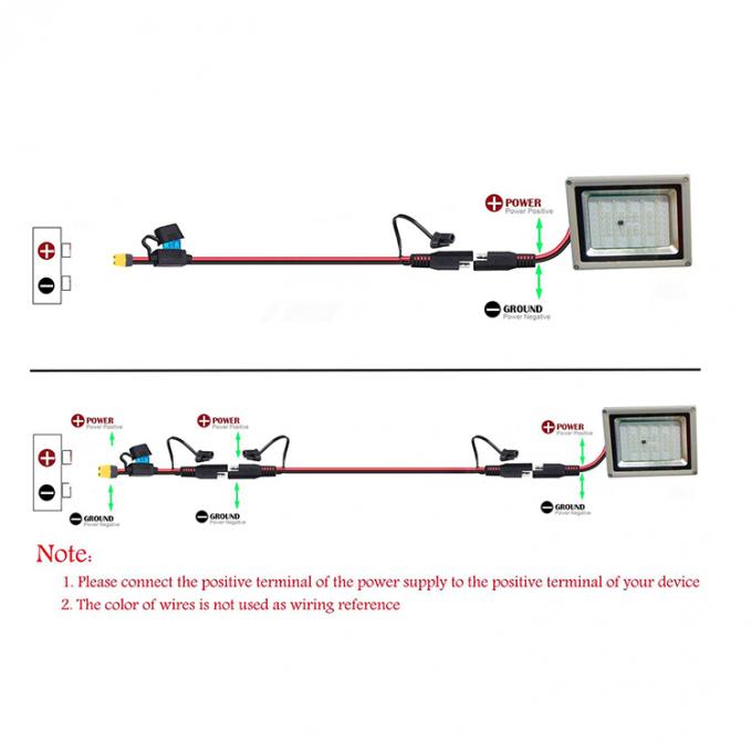 XT60 Female Connector to SAE Extension Cable with Fuse Holder for Solar Panel Power Station 5