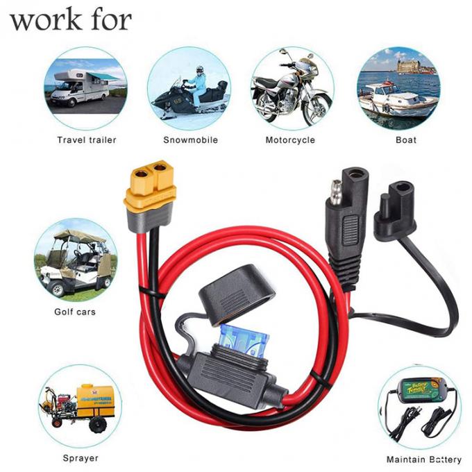 XT60 Female Connector to SAE Extension Cable with Fuse Holder for Solar Panel Power Station 7