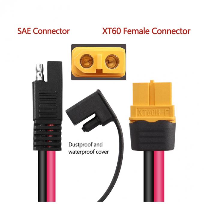 12AWG SAE to XT60 Connector Adapter Extension Cable for Solar Generator Power Station Lipo Battery 1