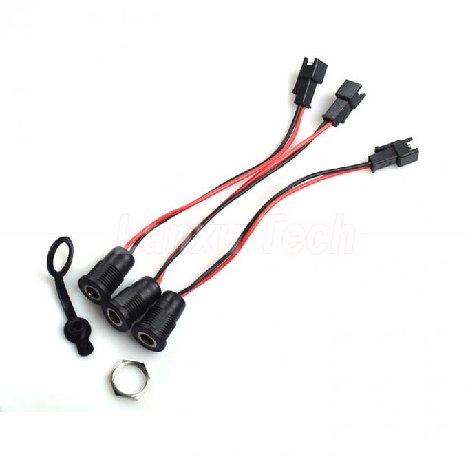 DC 022 5.5x2.1mm 5.5x2.5mm Female Socket Threaded Mount to JST SM 2 Pin Connector Cable 3