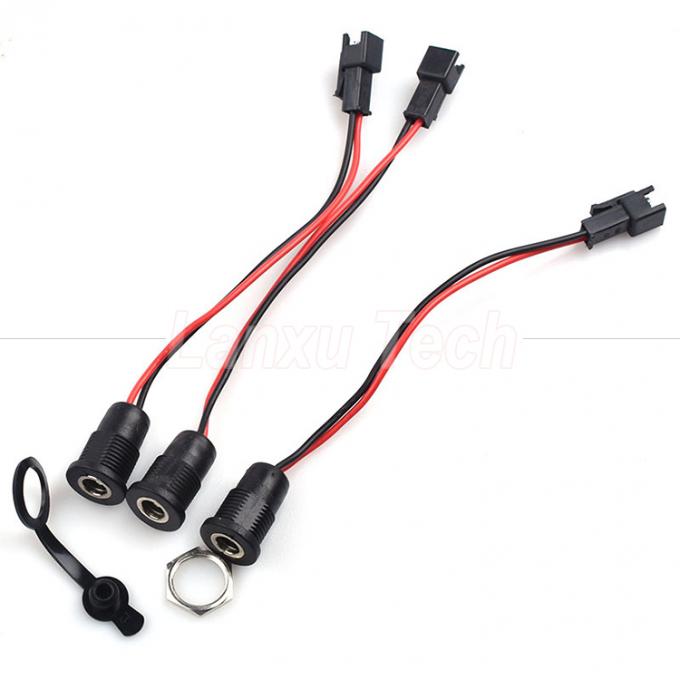 DC 022 5.5x2.1mm 5.5x2.5mm Female Socket Threaded Mount to JST SM 2 Pin Connector Cable 4