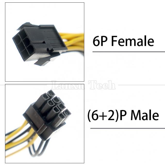 GPU 6 PIN to Dual 8 PIN 18AWG PCI Express Motherboard Power Supply Adapter PCIe Extension Cable 2