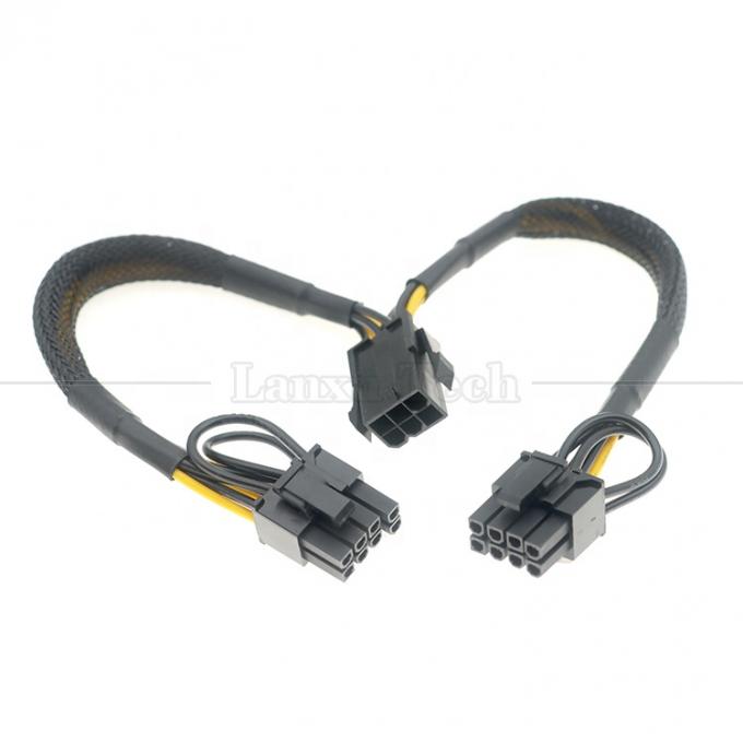 Sleeved 18AWG Pure Cooper Y Splitter 6 Pin to Dual 8 Pin 6+2 PCI Express Power Adapter Extension PCIe Cable for GPU 0