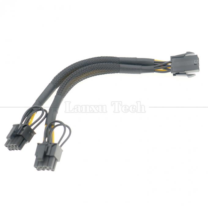 Sleeved 18AWG Pure Cooper Y Splitter 6 Pin to Dual 8 Pin 6+2 PCI Express Power Adapter Extension PCIe Cable for GPU 6