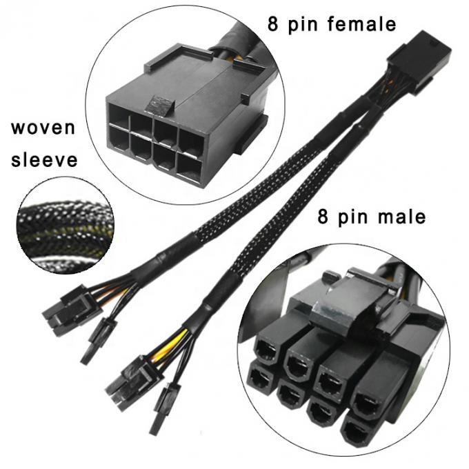 Woven Sleeve PCIe 8 Pin Female to Dual 8 Pin Male PCI Express Graphics Video Card GPU Power Adapter Cable 0