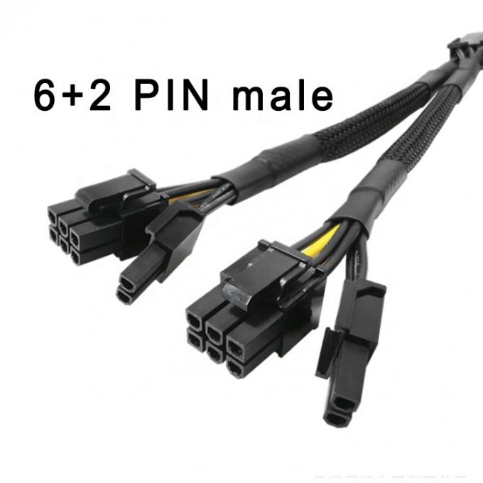 Woven Sleeve PCIe 8 Pin Female to Dual 8 Pin Male PCI Express Graphics Video Card GPU Power Adapter Cable 1