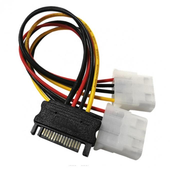 Sata 15 Pin Male to Dual Molex 4 Pin Lp4 IDE Female Hard Drive Power Y Adapter Converter Cable  for HDD SSD 4