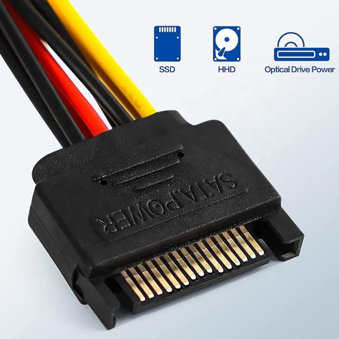 Sata 15 Pin Male to Dual Molex 4 Pin Lp4 IDE Female Hard Drive Power Y Adapter Converter Cable  for HDD SSD 2