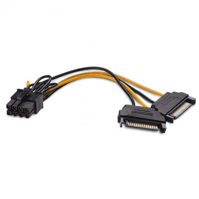 Splitter 8 Pin PCIe Express Male to Dual 15 pin Sata Power Adapter ATX Cable 1