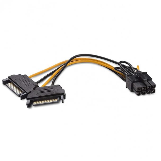 Splitter 8 Pin PCIe Express Male to Dual 15 pin Sata Power Adapter ATX Cable 5
