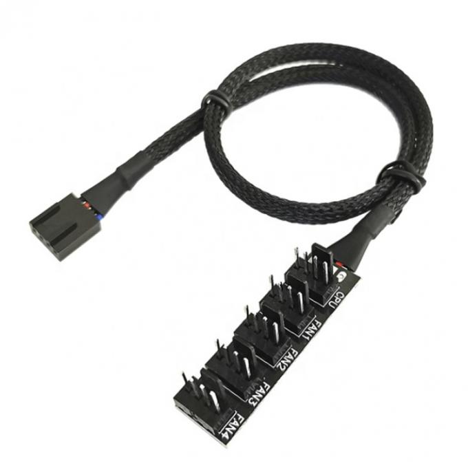1 to 5 Ways 4 Pin Splitter PWM PC Fan Hub Power Supply Cable for ATX Computer Case 4 Pin and 3 Pin Cooling Fans 5