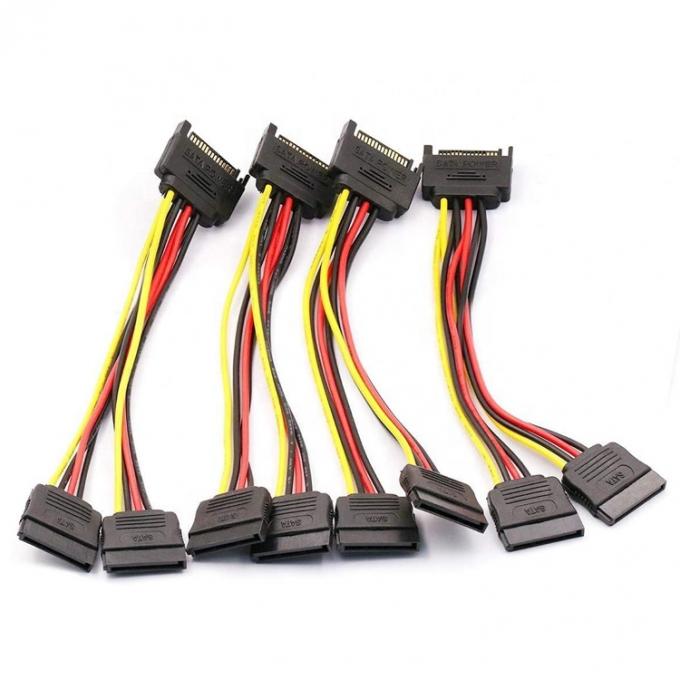Male to Female Data Sata 15 Pin Power Y Splitter Cable for Computer  HDD SSD PC Case 5