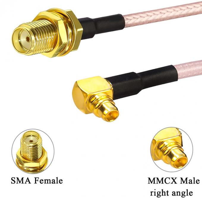 RG316 90 Degree Right Angle MMCX Male to SMA Female Antenna Pigtail RF Coaxial Cable 1