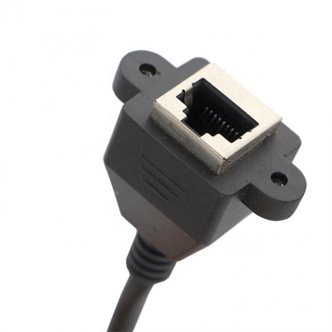 Custom 6FT Screw Locking Stud Network Ethernet Female Socket RJ45 Panel Mount Extension Cable 4