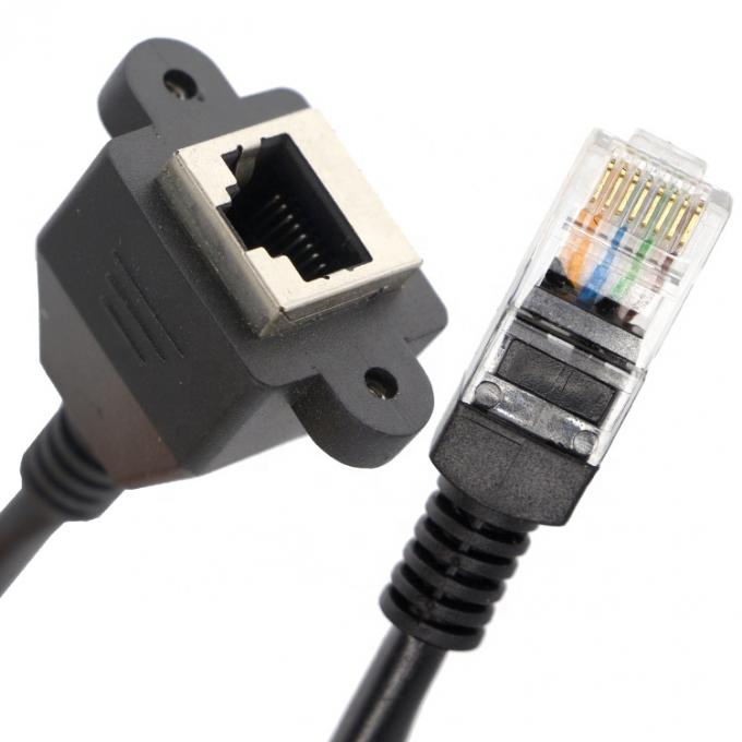 Custom 6FT Screw Locking Stud Network Ethernet Female Socket RJ45 Panel Mount Extension Cable 3