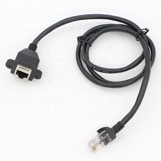 Custom 6FT Screw Locking Stud Network Ethernet Female Socket RJ45 Panel Mount Extension Cable 2