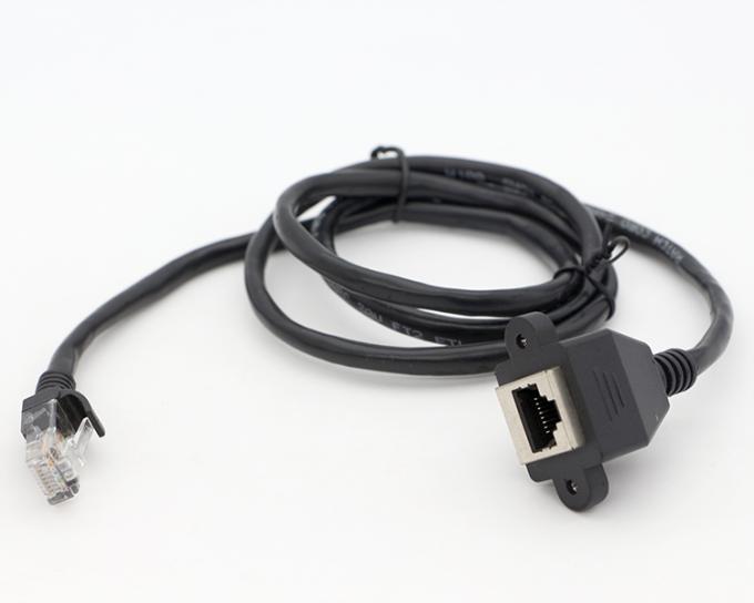 Custom 6FT Screw Locking Stud Network Ethernet Female Socket RJ45 Panel Mount Extension Cable 7