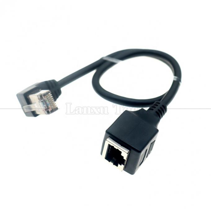 90 Degree Angle RJ45 Male to RJ45 Female Socket Cat5e Ethernet Lan Cable 0
