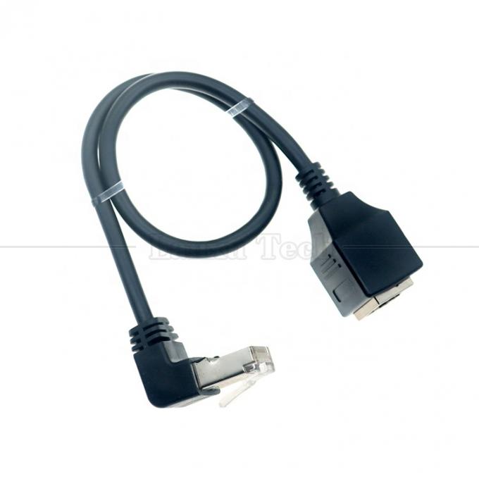 90 Degree Angle RJ45 Male to RJ45 Female Socket Cat5e Ethernet Lan Cable 3
