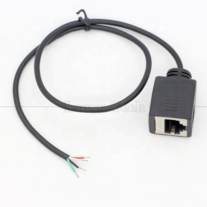Female RJ45 Socket to Open Tinned Soldering 4 Wires Bare End  Pigtail Cable 3