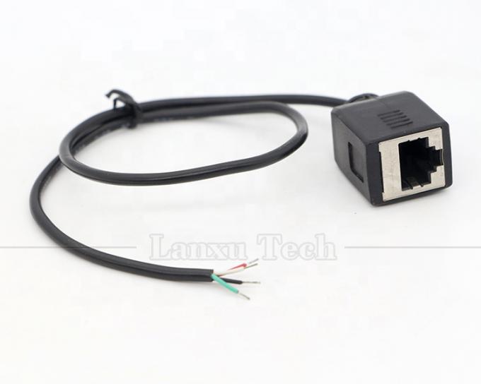 Female RJ45 Socket to Open Tinned Soldering 4 Wires Bare End  Pigtail Cable 4
