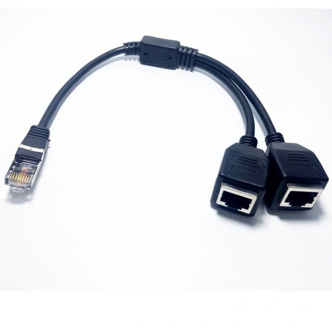 1 Male to 2 Female Ways Socket Port RJ45 interface Cat5 Lan Network Ethernet Splitter Y Adapter Cable 2