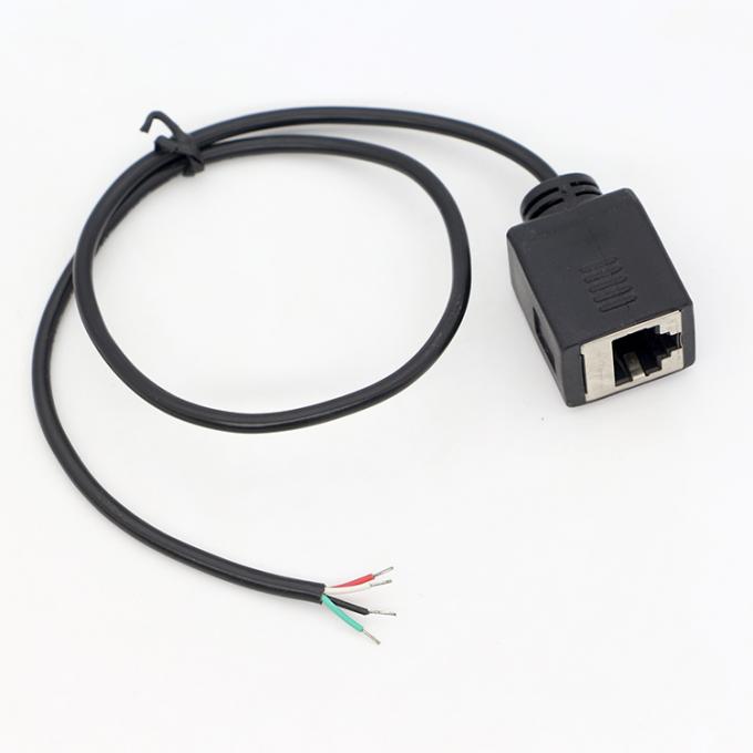 Custom Assembly Female RJ45 Socket To Open Tinned Soldering 4 Wires Bare End  Pigtail Cable 4
