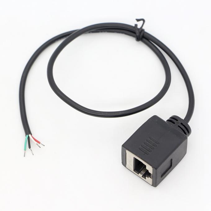 Custom Assembly Female RJ45 Socket To Open Tinned Soldering 4 Wires Bare End  Pigtail Cable 3
