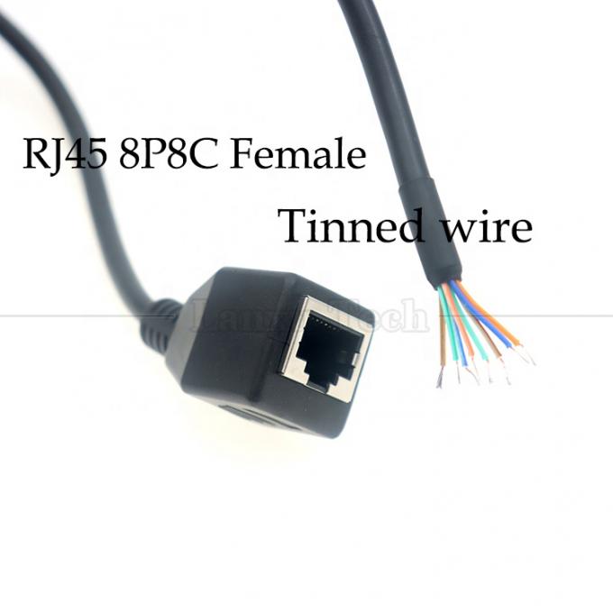 Female RJ45 Jack Socket to Open Tinned Soldering 8 Wires Bare End  Pigtail Ethernet Network Patch Lan Cable 1