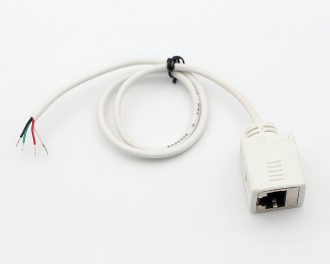 Customization White Female RJ45 Socket To Open Tinned Soldering 4 Wires Bare End  Pigtail Cable 4