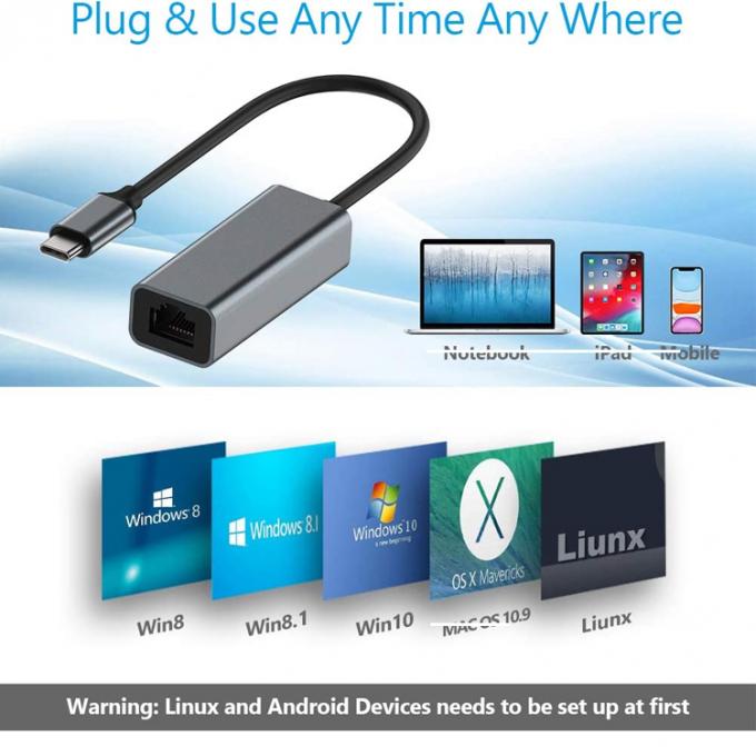 Plug and Play USB 3.0 Type C Male to Gigabit RJ45 Ethernet Network Lan Adapter for Laptop Computer 5