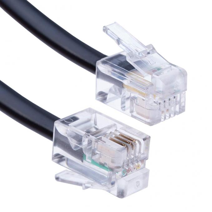 Coiled Spring RJ9 4P4C RJ11 Black White Spiral Flat Cat3 ADSL Telephone Cable 3