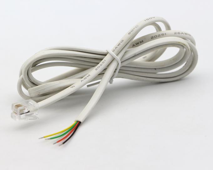 Customized 1m 2m 3m RJ9 RJ11 Male 4p4c to Stripped Tinned Wire Open End Cable 3