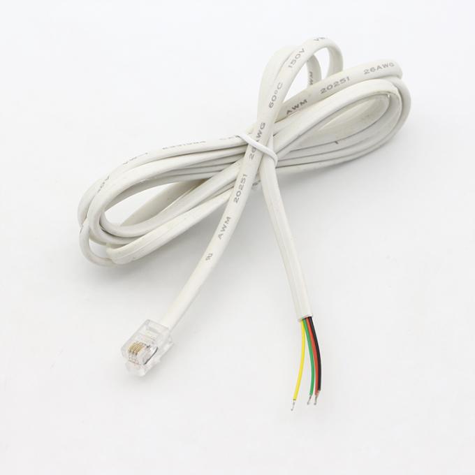 Customized 1m 2m 3m RJ9 RJ11 Male 4p4c to Stripped Tinned Wire Open End Cable 4