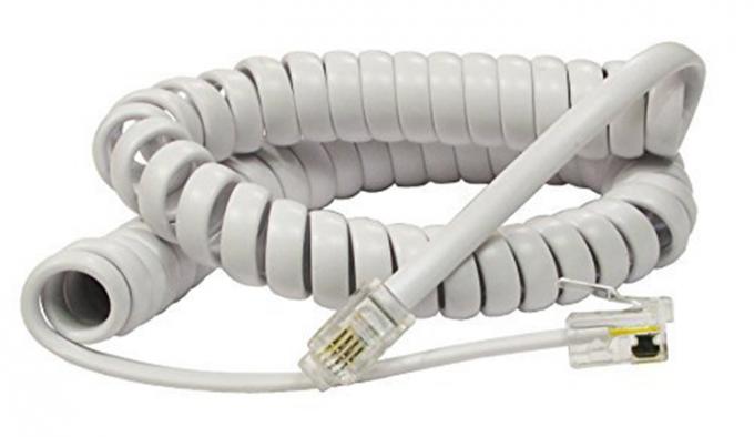 1m 2m 3m Coiled Spring RJ9 4P4C RJ11 Black White Spiral Flat Cat3 ADSL Telephone Cable 0