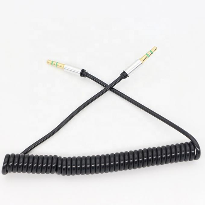 CUSTOM 1M  2M 3M Coil Spiral Spring Male to Male 3.5mm Jack Stereo Aux Audio Cable 4