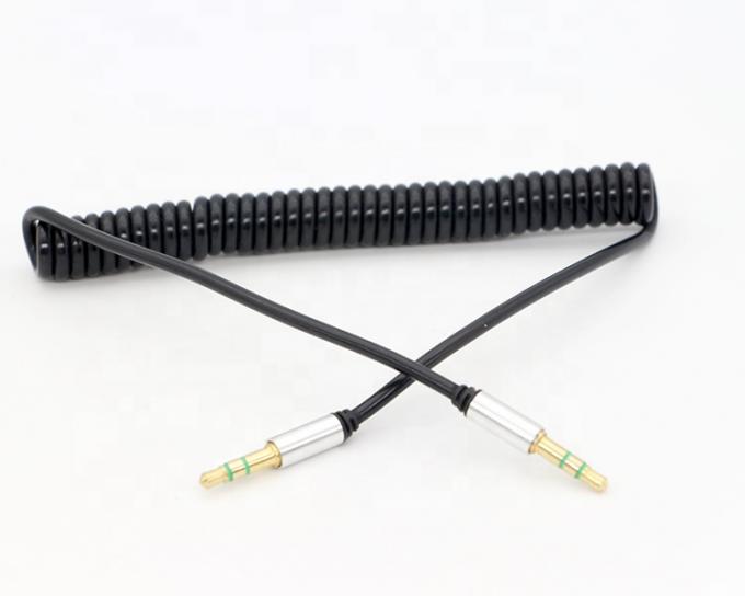 CUSTOM 1M  2M 3M Coil Spiral Spring Male to Male 3.5mm Jack Stereo Aux Audio Cable 5