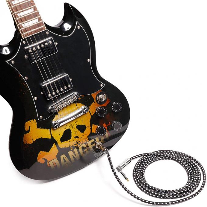 3M Right Angle Braided Metal 6.35mm 1/4 TS Jack Audio Electric Guitar Effect Instrument Bass Amp Patch Lead Cable 8