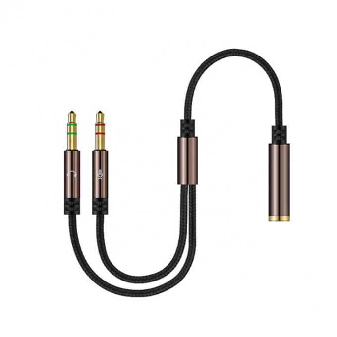 High Quality Nylon Braided Splitter 1 Female to 2 Male Headset 3.5mm Jack Audio Mic Cable for Phone 3