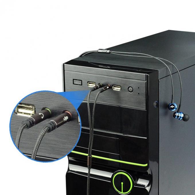 High Quality Nylon Braided Splitter 1 Female to 2 Male Headset 3.5mm Jack Audio Mic Cable for Phone 5