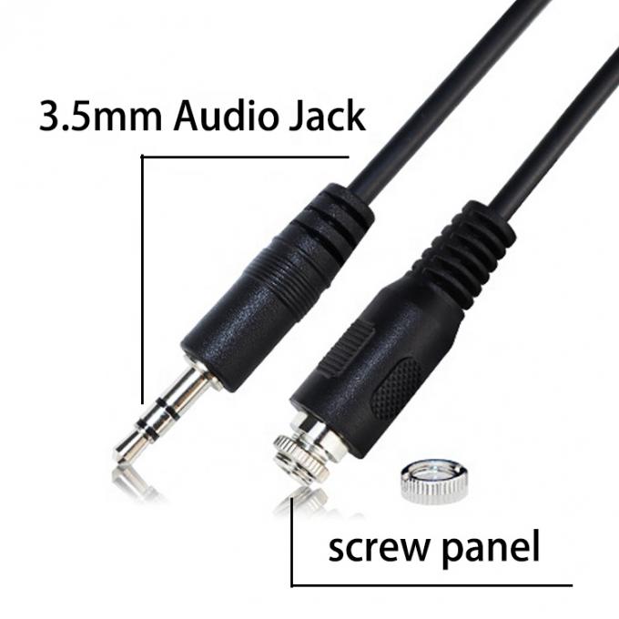 Screw Male to Female 3.5mm 3 Poles TRS Audio Jack Cable 0